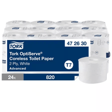 Tork OptiServe toaletní papír bez jádra, 2vrstvý, bílý, systém T7, 24 rolí po 820 listech
