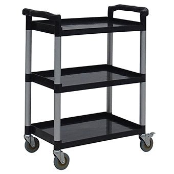 Vozík Novocal pro více účelů má tři černé plastové police, design otevřený ze všech stran a čtyři otočná kola. Rukojeti na obou koncích zajišťují snadnou manévrovatelnost. Značka: Novocal. Balení: 1 kus.