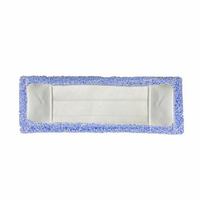 Arcora Flachpressmopp Micro Blue 2.0 od společnosti Arcora International GmbH má obdélníkové bílé jádro se světle modrými mikrovláknovými okraji, ideální pro čištění podlah. Zde je zobrazená verze se speciální polyesterovou taškou (krabice, 75 kusů).