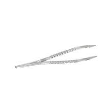 Ein Paar sterile Mediware Einmal-Pinzetten der Servoprax GmbH mit strukturiertem Griff und präzisem anatomischem Design wird vor einem schlichten weißen Hintergrund präsentiert.