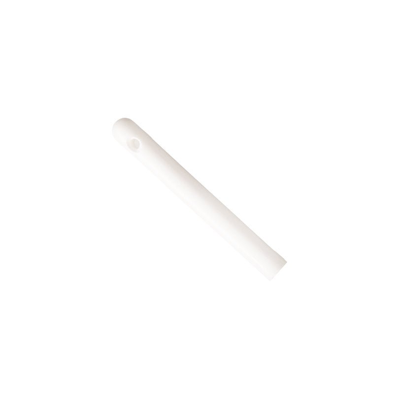 RUKOJEŤ,PP,M.ZÁVIT,DÉLKA 220MM PRO ART.8908,8909,8910,8911 od Haug Bürsten KG je jednoduchá bílá válcová trubka s M-závitem a malým otvorem v blízkosti jednoho konce, která měří 220 mm a je izolována na bílém pozadí.