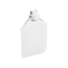 Eine weiße, flache, rechteckige Kunststoffflasche mit Schraubverschluss steht aufrecht auf einem unifarbenen Hintergrund - ideal zur Verwendung mit dem Haug Bürsten KG RÜHRLÖFFEL, WEICH, TPE 190x120x40mm, ohne Stiel.