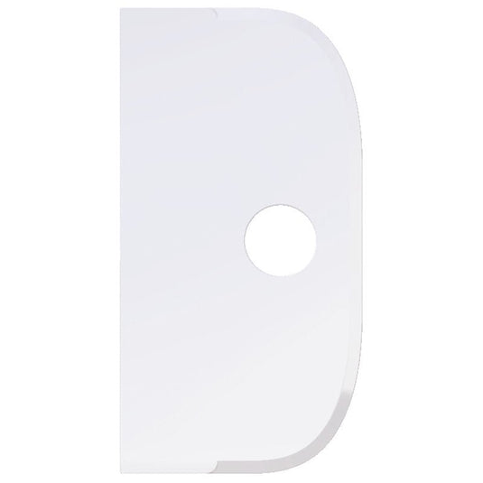 Velká stěrka, PP, ohebná, 230 × 118 mm od Haug Bürsten KG je bílý, obdélníkový polypropylenový stírací pás s zaoblenými hranami, vyklenutou pravou stranou a středovým kruhovým otvorem. Pozadí je jednobarevně bílé.
