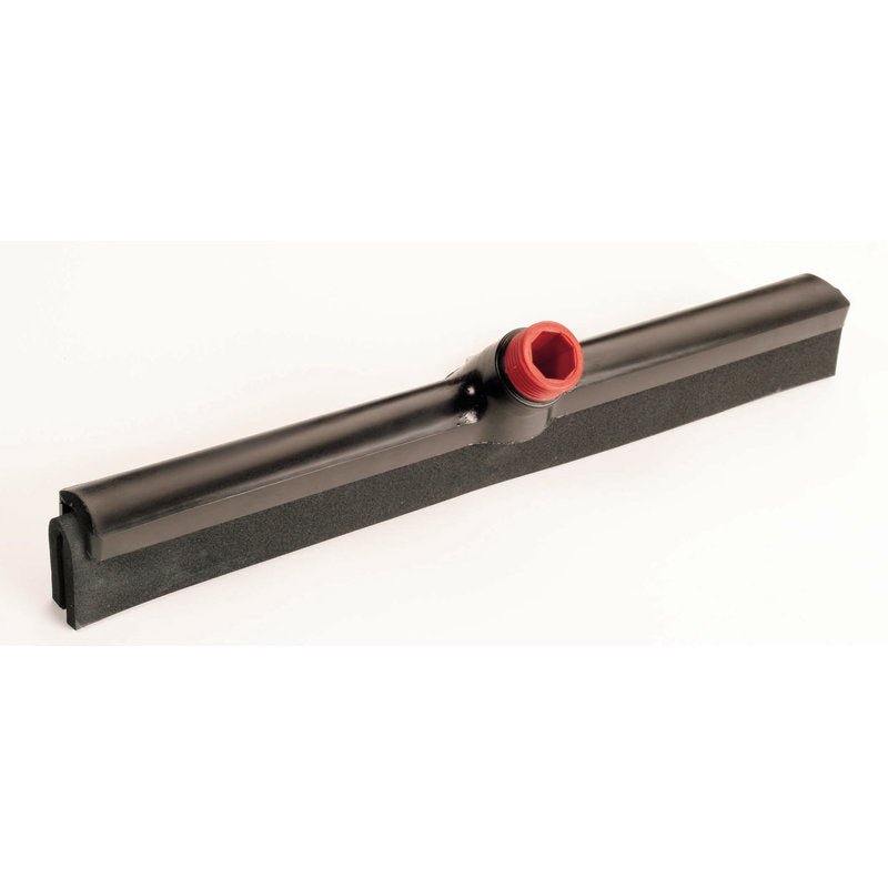 IN-UP STĚRKA NA VODU, BUNĚČNÁ PĚNA 420X35X28MM od Haug Bürsten KG má černou houbovou čepel s centrálním červeným plastovým držákem pro držadla stěrek, ideální pro čištění podlah, znázorněné na jednoduchém bílém pozadí.