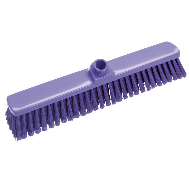 Velký měkký koště 400X60X50MM od Haug Bürsten KG je fialové koště s měkkými štětinami a centrální objímkou pro upevnění násady, ideální pro efektivní čištění velkých ploch.