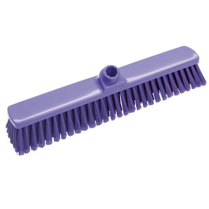 Velký měkký koště 400X60X50MM od Haug Bürsten KG je fialové koště s měkkými štětinami a centrální objímkou pro upevnění násady, ideální pro efektivní čištění velkých ploch.