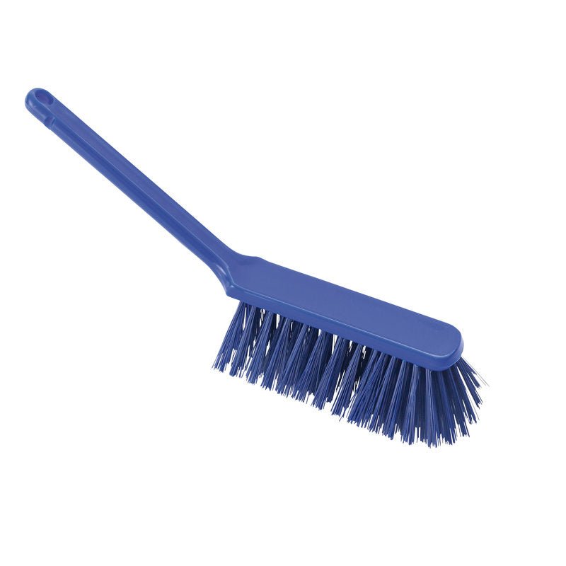 RUKÁVKA, ø 0,50MM,TVRDÁ,310X40X45MM od Haug Bürsten KG je čistící nástroj s dlouhou rukojetí a tvrdým osazením v modré barvě a je prezentována na bílém pozadí.