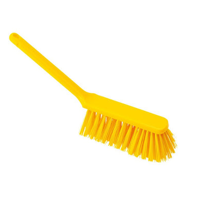 RUKÁVKA od Haug Bürsten KG je žlutý čistící nástroj s dlouhou rukojetí a tvrdými štětinami (ø 0,50mm, 310x40x45mm). Má otvor na konci pro snadné zavěšení, ideální pro drhnutí povrchů.