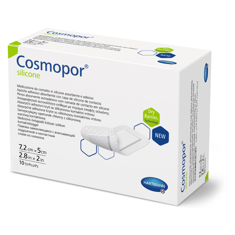 Hartmann Cosmopor® silikon sterilní, jednotlivě zabalené, v krabičkách, 7,2 x 5 cm, 10 kusů