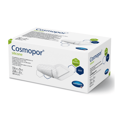 Hartmann Cosmopor® silikon sterilní, jednotlivě zabalené, v krabičkách, 7,2 x 5 cm, 50 kusů