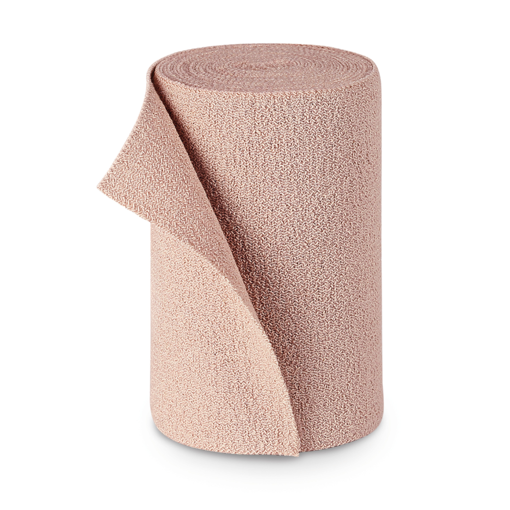 Role světle hnědé strukturované látky PütterFlex od Paul Hartmann AG, stojící vzpřímeně s mírně odvinutým koncem, na bílém pozadí.