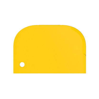 Haug škrabka malá 15 x 10 cm od Haug Bürsten KG je jasně žlutá, obdélníková škrabka na těsto z plastu se zaoblenými hranami, která je ideální pro odstraňování odolných zbytků. Má malý kulatý otvor v levém dolním rohu a má hladký, lesklý povrch. Tento produkt splňuje potravinářské normy.