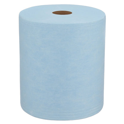 Velká modrá role WypAll® X60 General Clean od Kimberly-Clark GmbH (1 role x 500 listů) s hnědým jádrem stojí vzpřímeně na bílém pozadí, ideální pro profesionální úklidové úkoly.