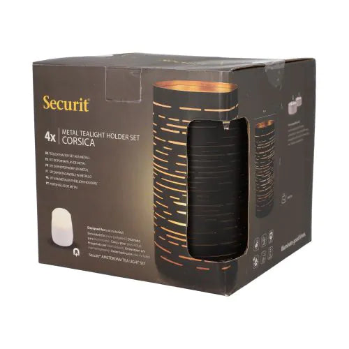 Papstar Držák na svíčku Securit® Ø 8 cm x 15 cm černá/zlatá