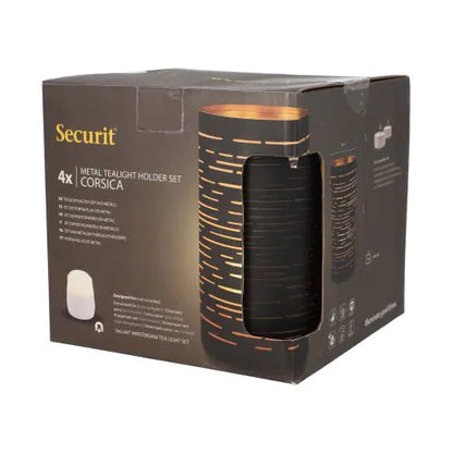 Papstar Držák na svíčku Securit® Ø 8 cm x 15 cm černá/zlatá
