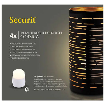 Papstar Držák na svíčku Securit® Ø 8 cm x 15 cm černá/zlatá