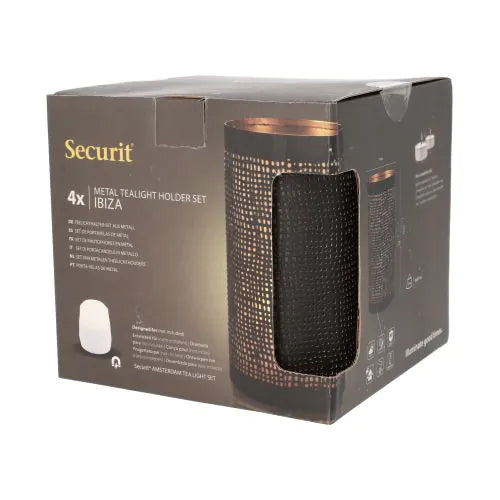 Papstar Držák na svíčku Securit® Ø 8 cm x 15 cm černá/zlatá
