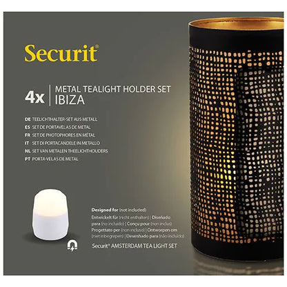 Papstar Držák na svíčku Securit® Ø 8 cm x 15 cm černá/zlatá