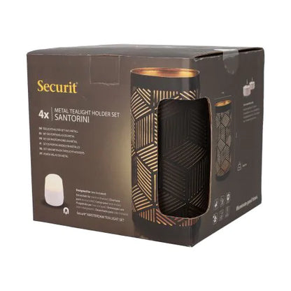 Papstar Držák na svíčku Securit® Ø 8 cm x 15 cm černá/zlatá