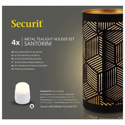 Papstar Držák na svíčku Securit® Ø 8 cm x 15 cm černá/zlatá