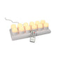Papstar Securit® 12 LED čajových svíček vč. nabíjecí stanice Ø 4 cm x 5 cm "Amsterdam" doba svícení 12-40 hodin