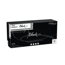 MaiMed-Black LX PF jednorázové latexové vyšetřovací rukavice, bez pudru, 100 kusů/krabice