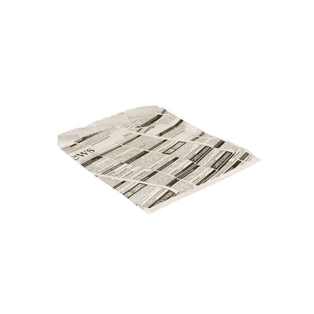 Jeden jednotlivý PAPSTAR list 1000 hamburgerových sáčků, vyrobený z mastnotě odolné pergamenové náhrady od PAPSTAR GmbH, leží plochý na bílém podkladu.