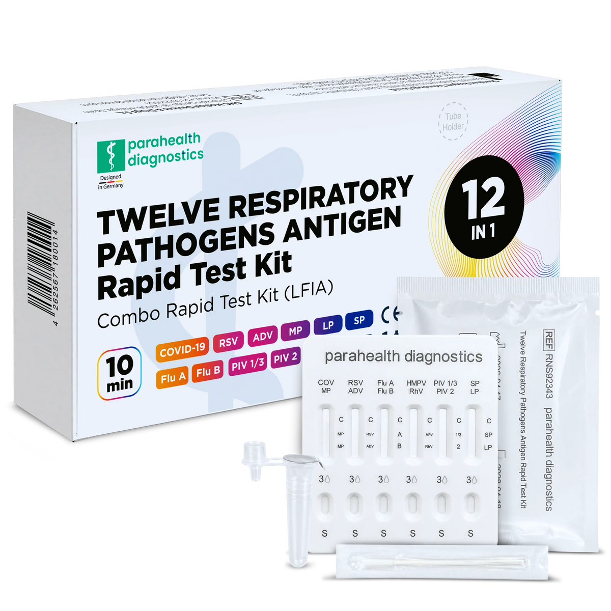Rychlotestovací sada 12 v 1 pro detekci antigenů (COVID-19, chřipka A/B, streptokoky, legionely a další) | Balení (1 test)