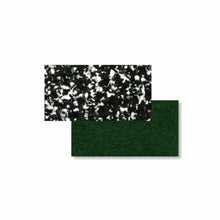 Dva obdélníkové Arcora Pu-Handpads od Arcora International GmbH (balení po 10) pro úklid budov se překrývají na bílém pozadí: horní podložka je černá s bílými skvrnami, spodní je jednobarevná tmavě zelená.