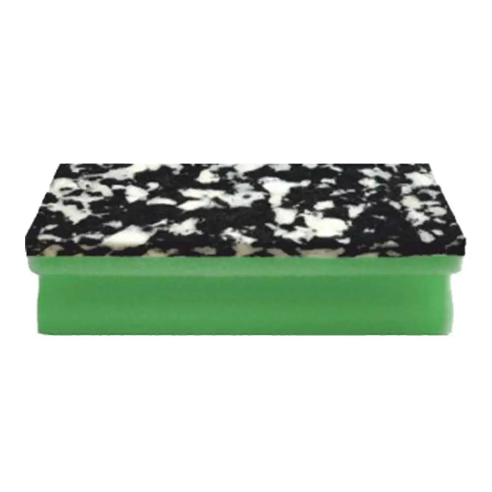 Der Arcora PU-PAD SCHWAMM (150 x 70 x 45 mm) von Arcora International GmbH ist ein rechteckiger Reinigungsschwamm mit grünem PU-Boden und schwarz-weißem Scheuerschwamm, abgebildet auf weißem Hintergrund. Die Packung enthält 10 Schwämme.