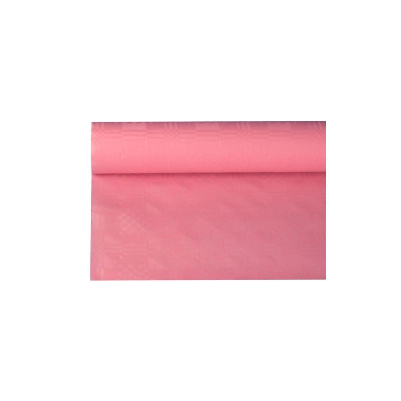 Role PAPSTAR papírového ubrusu s damaškovým vzorem od PAPSTAR GmbH, ideální pro stolní dekoraci, je částečně rozvinutá na bílém podkladu. Materiál se vyznačuje hladkou texturou a jemným leskem, a proto je ideální pro vytvoření elegantní atmosféry.