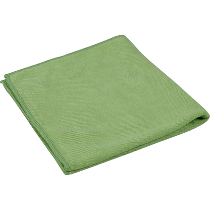 Složený zelený mikrovláknový hadřík ENA Soft, 40x40 cm od společnosti Abena Re-Seller GmbH pro péči o auto je zobrazen na bílém pozadí.