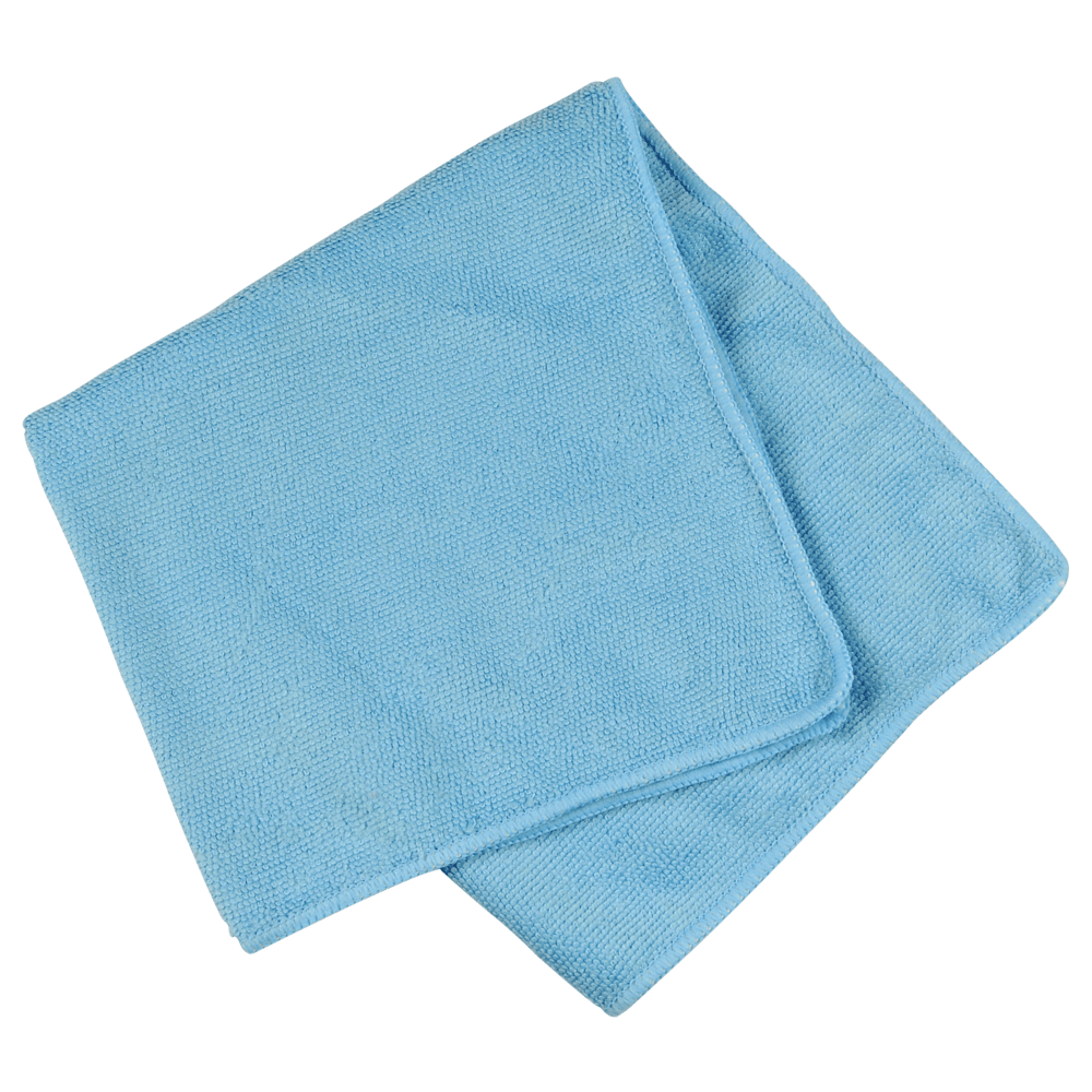Světlomodrá mikrovláknová utěrka ENA Standard (40x40 cm) od společnosti Abena Re-Seller GmbH je zobrazena na bílém pozadí a vyznačuje se jemnou texturou a čistě zpracovanými okraji.