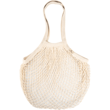 ENA Living nákupní síť od společnosti Abena Re-Seller GmbH (karton s 24 baleními), béžová a znovupoužitelná s dvěma uchy, je prezentována prázdná na bílém pozadí - ideální pro ekologické nakupování.