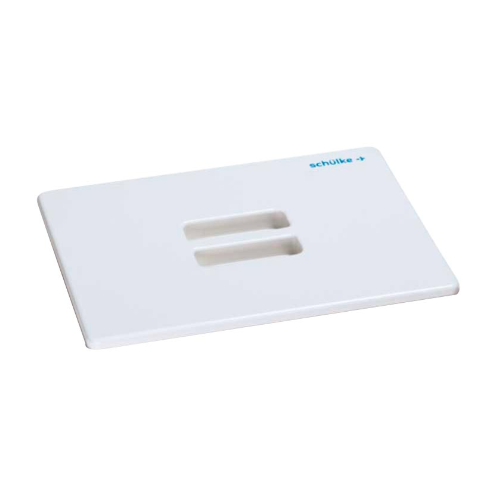 Systém vaniček Schülke 3 litry od Schülke & Mayr GmbH je bílý, obdélníkový předmět se dvěma paralelními obdélníkovými otvory uprostřed a značkou 'schülke' v modrém písmu v pravém horním rohu, což ho činí ideálním pro přípravu nástrojů a lékařské aplikace.