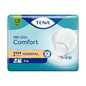 Balení inkontinenčních vložek TENA Comfort Normal s 42 kusy od TENA - Essity Germany GmbH obsahuje vložky, které poskytují vynikající ochranu proti úniku. Balení je převážně modré s bílými a zlatými akcenty a zobrazuje obrázek vložky a symboly pro savost, kontrolu zápachu a ochranu proti úniku.