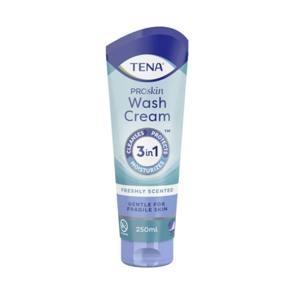 250ml tuba TENA Wash Cream péče o pleť 3v1 od TENA – Essity Germany GmbH nabízí prvotřídní péči o pleť prostřednictvím čištění, ochrany a hydratace. Perfektní pro citlivou pokožku, nabízí osvěžující vůni, která ještě více umocňuje zážitek z péče.