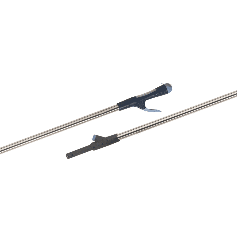 Set Vileda SprayPro Edelstahl Bodenreinigungssystem od společnosti Vileda GmbH se skládá ze dvou kovových tyčí s ergonomickými rukojeťmi – jedna je vybavena modrým klipem a druhá černým uzávěrem. Tento vysouvací čisticí systém je ideální pro profesionální čisticí pracovníky, kteří hledají efektivní řešení.