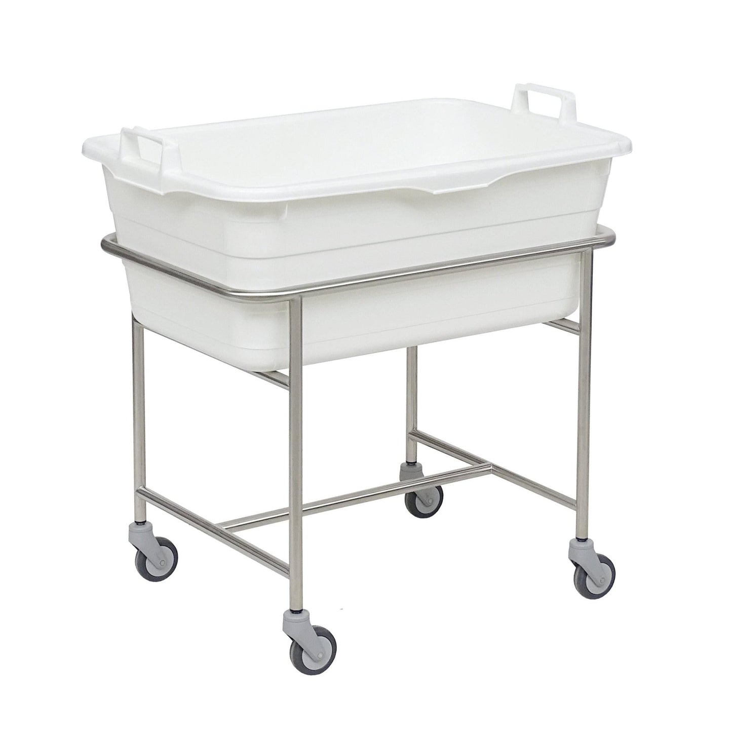 Podvozek z nerezové oceli Novocal je vybaven 4 lehkými otočnými kolečky (Ø 75 mm) a nese robustní plastovou vanu s kapacitou 90 l, ideální pro použití v nemocnici. Značka: Novocal. Velikost balení: 1 kus.