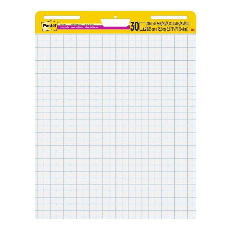 3M Post-it® Super Sticky Meeting Chart 560 je vyroben z bílého mřížkovaného papíru (63,5 x 76,2 cm), 30 listů na blok, ideální pro poznámky nebo tabulky. Obsahuje modré čtverce, samolepicí listy - perfektní pro schůzky a prezentace.