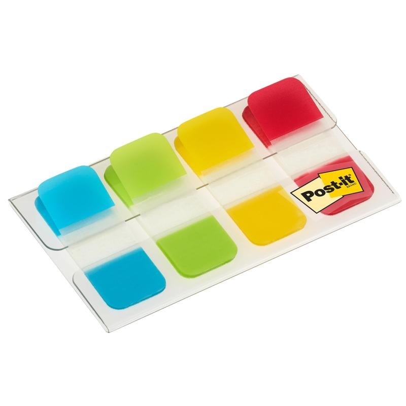 Balení Post-it® Index Strong Ablagetabs, Mini (žlutá, červená, modrá, zelená), 15,8 mm x 38,1 mm, 40 samolepicích proužků/dávkovač od 3M Deutschland GmbH - ideální pro organizaci dokumentů.