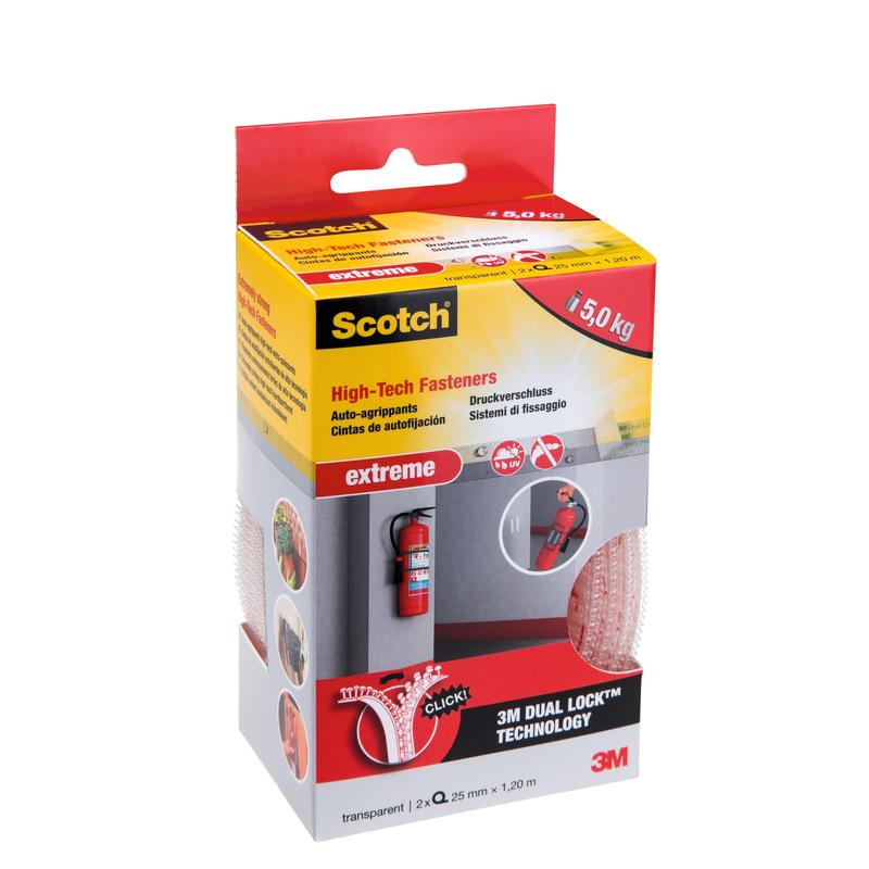 Scotch™ Extreme uzávěry od 3M Deutschland GmbH: 2 průhledné role (25 mm x 1,2 m), silná přilnavost, udrží až 1,5 kg na balení.