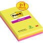 Ein 3er-Pack Post-it® Super Sticky Notes im Großformat, liniert (101x152 mm), in verschiedenen Farben von 3M Deutschland GmbH, mit je 75 Blatt. Hergestellt aus 100% PEFC-zertifiziertem Papier (SGSCH-PEFC-COC-110078).