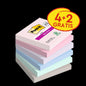 Post-it® Super Sticky Notes, Soulful Collection, 76 mm x 76 mm, Propagace, 90 listů/blok, 4 bloky + 2 zdarma/balení, 100% PEFC, SGSCH-PEFC-COC-110078 | Balení (6 kusů)
