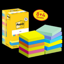 Poznámkové bloky Post-it®, Energetická kolekce, 76 mm x 76 mm, Propagace, 90 listů/bloček, 8 bloků + 4 zdarma/balení, kartonové balení, 100% PEFC, SGSCH-PEFC-COC-110078 | Balení (12 kusů)