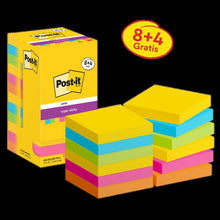 Post-it® Super Sticky Notes, Carnival Collection, 76mm x 76mm, Promotion, 90 Sheets/Pad, 8 Pads + 4 Free/Pack, Kartonové balení, 100% PEFC, SGSCH-PEFC-COC-110078 | Balení (12 kusů)