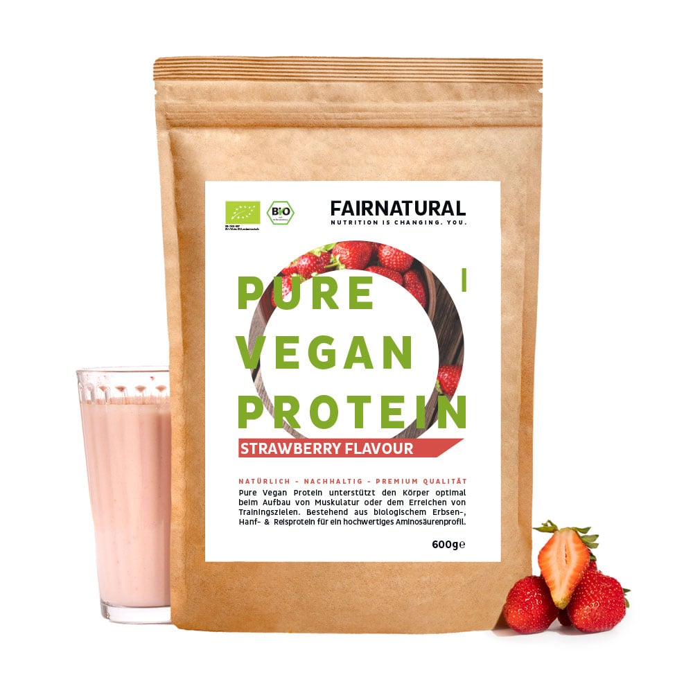 Bio veganský proteinový prášek jahodový bez sóji
