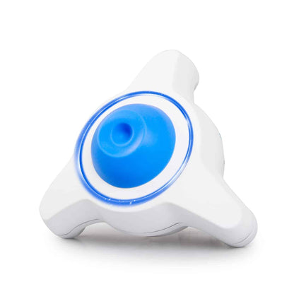 Bílo-modrý trojzubý, hvězdicovitý plastový objekt s kulatým modrým tlačítkem s nápisem „Altruan PCR Pure Kit – zařízení s kompletním vybavením| Balení (100 kusů)“ uprostřed, izolovaný na bílém pozadí.